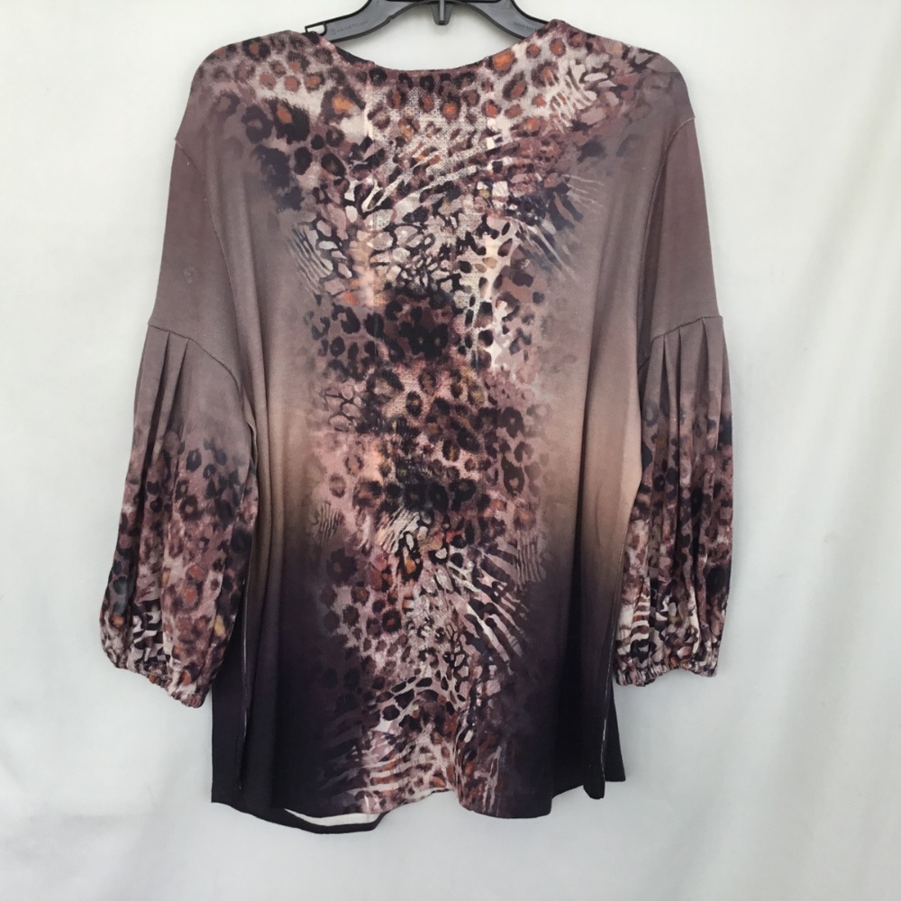 Top Women's One World L Large Gray Taupe Knit NWT - Picture 7 of 8